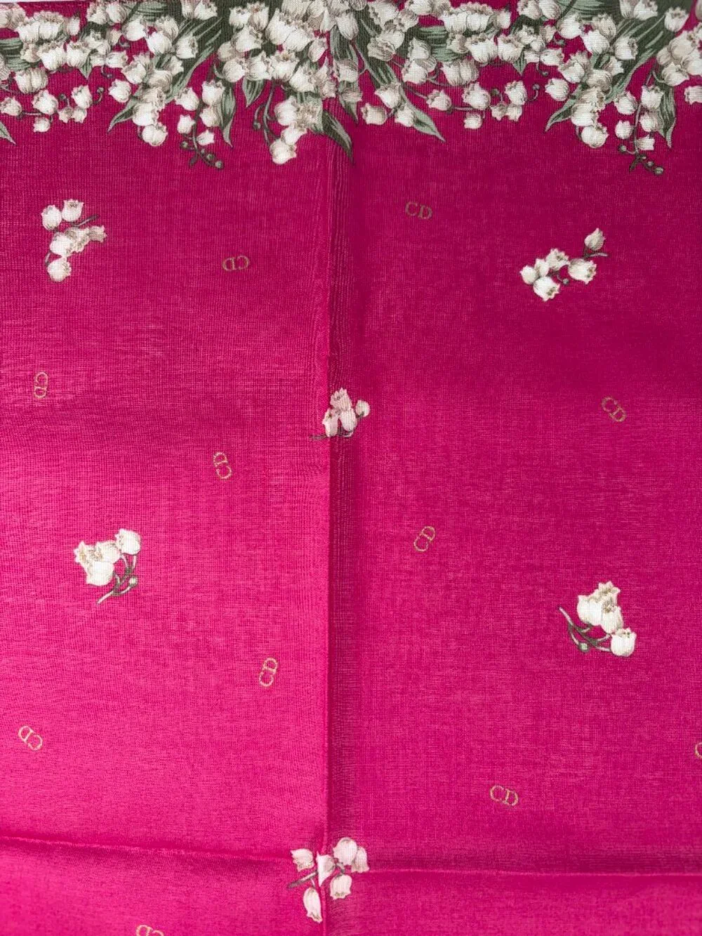 Vintage Christian Dior Lily of the Valley Cotton Scarf